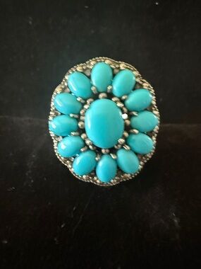 Sleeping Beauty Turquoise and sterling silver cluster ring